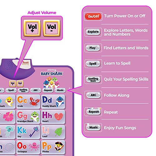 Just Smarty Interactive Alphabet Wall Chart, Pinkfong Baby Shark Pink by Just Smarty - Image 3