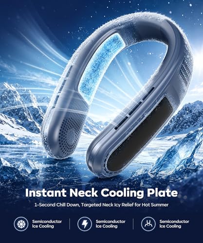 Beyn Neck Air Conditioner, Portable Neck Fan Bladeless Rechargeable, 6000mAh Strong Cooling Personal Cooler with 3 Speeds, Lightweight Hands-Free for Travel Office Outdoor Summer Gifts — view 2