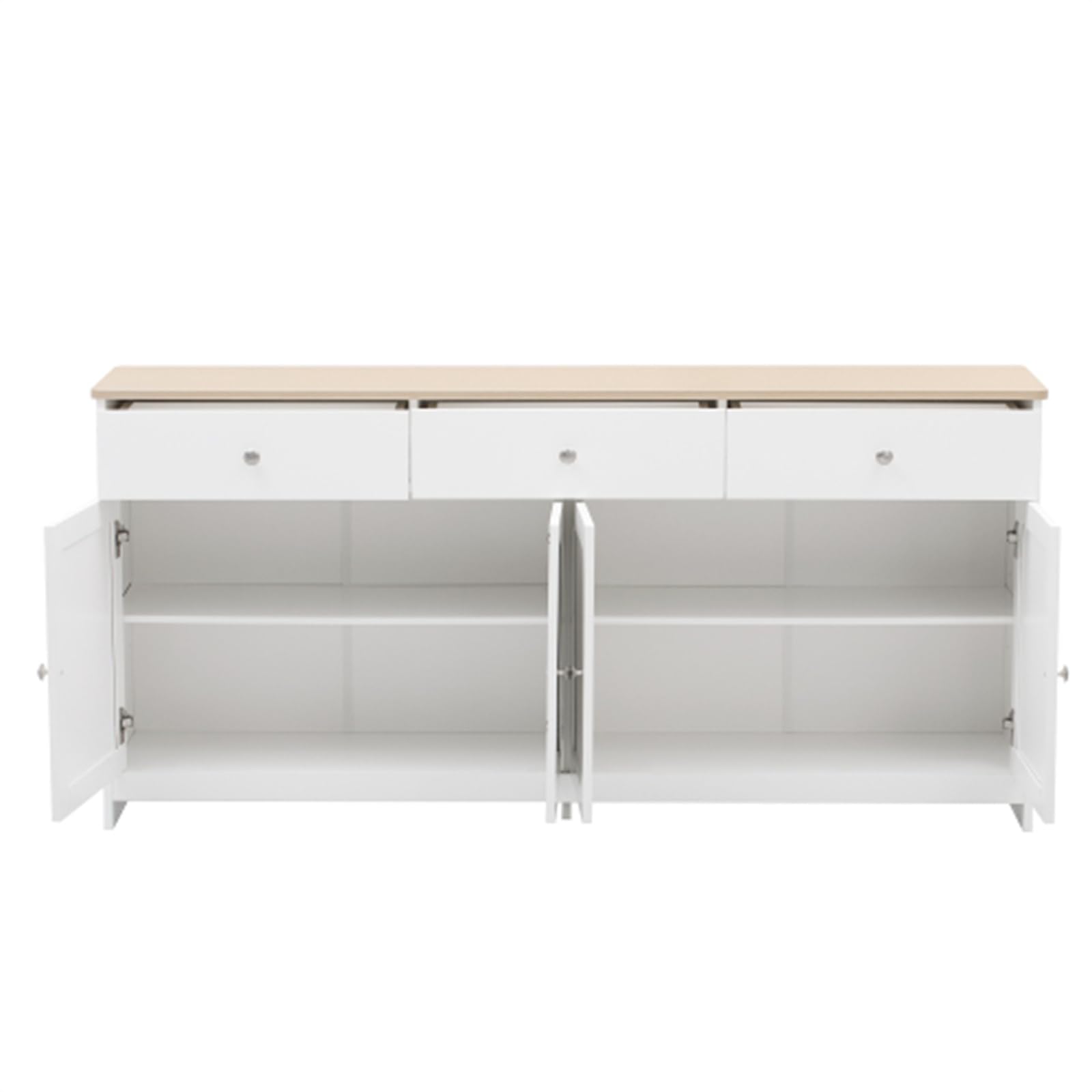 Credenza con Venature del Legno Bianco, Mobile da Ingresso Moderno E Semplice di Grande capacità con Ripiano Regolabile, Adatto per Soggiorno E Camera da Letto