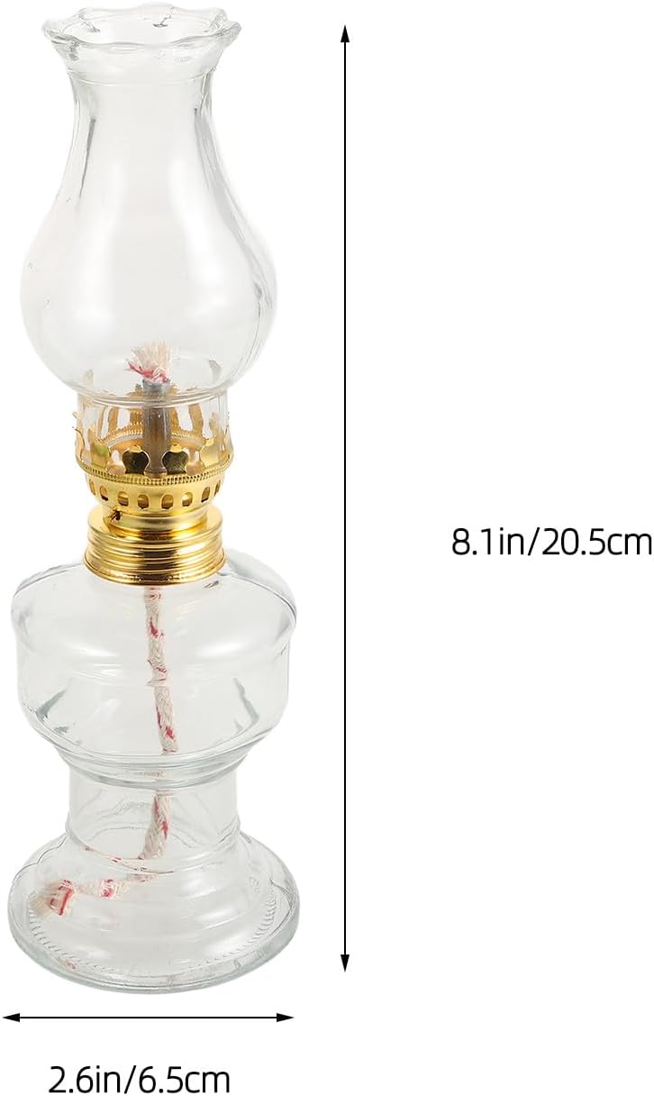 2 Sets Retro Glass Kerosene Lamps for Home and Camping Handheld Vintage Oil Lanterns with Spare Wicks Decorative and Practical Indoor Outdoor Lighting