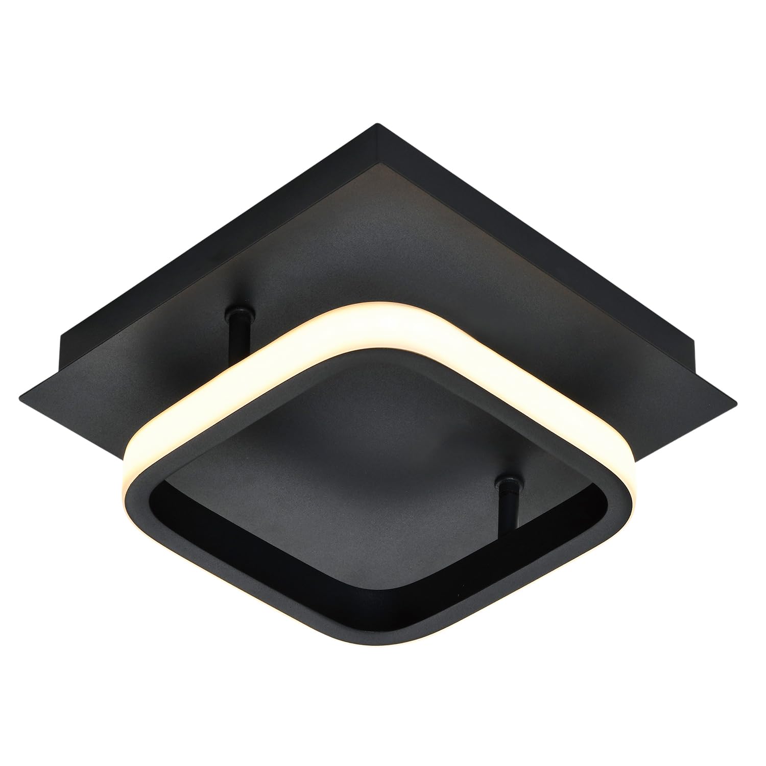 Happy Homewares Black Modern Designer Square Strip Led Ceiling Lighting Fitting In Matte | 12W Power | 3000K Warm White Colour | 576 Lumens | Ip20 Rated By Size 12