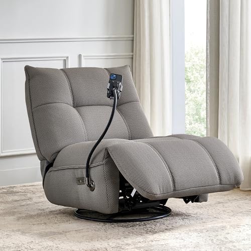Image of Home Centre | Zeek Fabric 1 Seater Recliners with Mobile Holder | Recliner Sofa for Living Room | Solid Wood | Grey | 2 Year Warranty