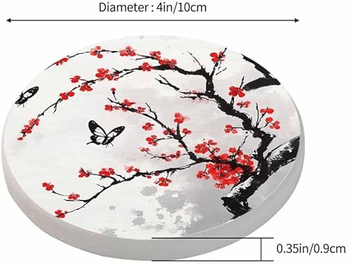 Miniatura 3 de Posavasos con diseño de ramas de cerezo, follaje moderno, mariposa, chino, clásico, florecimiento, tinta oriental, cultura, regalos de inauguración