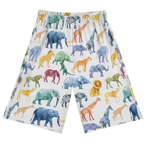 Animals Silhouettes Short Pajama Pants Bottoms Soft Sleepwear with Pockets