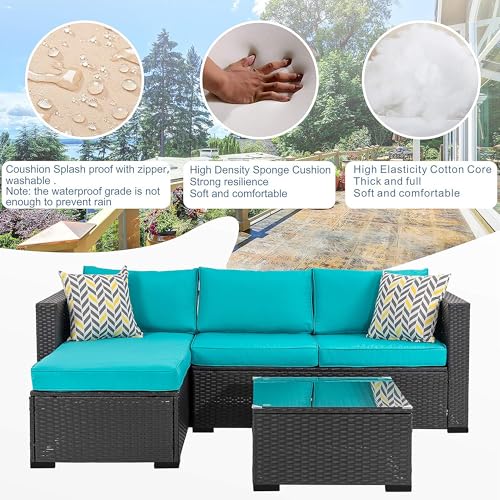 image for Shintenchi 3 Pieces Patio Furniture Set,All-Weather Rattan Patio Conve