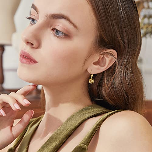 KECHO 14k Solid Gold Teardrop Earrings for Women Leverback Cage Filigree Dangle Drop Earrings Jewelry Birthday Gifts for Her2