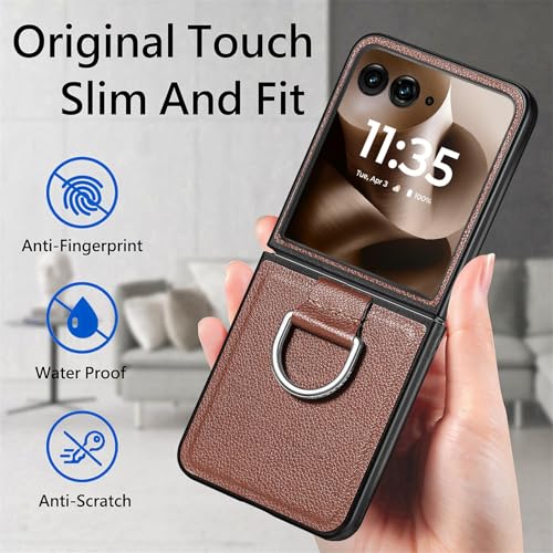 Coque Razr Plus 2023 antichoc cuir avec anneau de support
