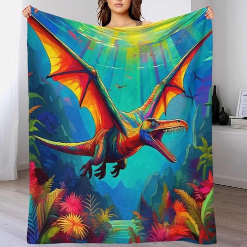 Plaids ptérosaure impression 3D ultra doux en microfibre thermique pour lit double