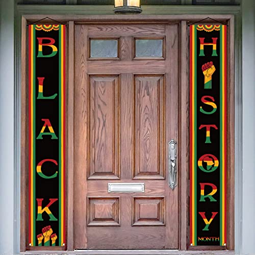 Vohado Black History Monatsveranda-Banner Afro-amerikanisches Erbe Festival Wandbehang Flagge Hofschild Willkommensschild Equality Social Celebration Hängende Veranda Schild Haustür Urlaub Party Dekor Cover