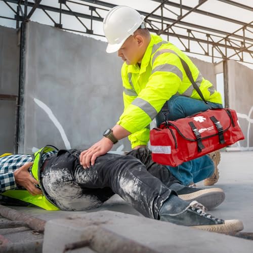 MFASCO First Aid Kit - Fully Stocked Portable Reflective Bag -First Responder Emergency Response Kit -for Natural Disaster Preparedness - Customizable Storage -Includes 415 Pcs First Aid Supplies- Red - Image 6