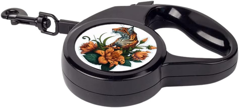 Tiger Lily Retractable Pet Leash - Floral Leash - Graphic Dog Leash - 197 inches