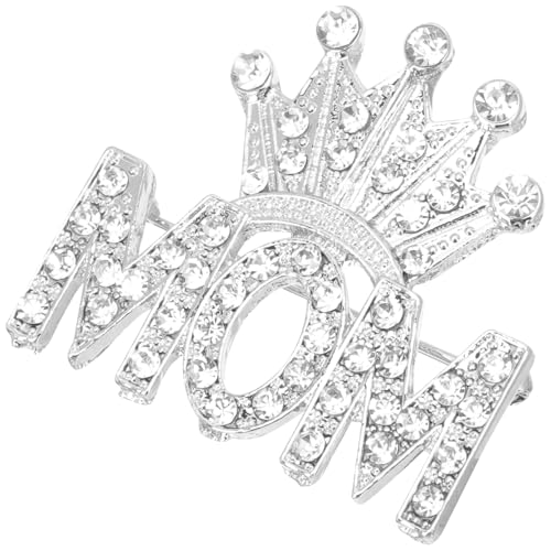 NIYANGLE Broche de Tiara para Mamá, Pasador de Aleación con Cristales, Pin de Solapa Decorativo Baño en Oro Claro, Obsequio Día Madre, Accesorio Elegante para Ropa y Bolso