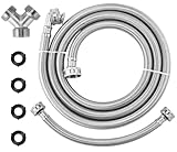 Steam Dryer Hose Installation Kit 6FT by AMI PARTS-Include 6 Ft 90 Degree Elbow Stainless Steel Hose-Fit for All Steam Dryers-1ft Inlet Adapter And Y Connector-Burst Proof Steam Dryer Water Line