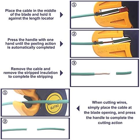 VCELINK Automatic Wire Stripper and Cutter, Electrical Cable Stripping Tool Adjustable for 14-24 AWG Cables with Eagle Nose 7 Inch (GJ702)