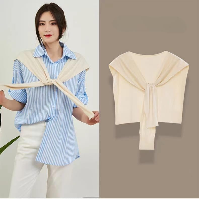 Image of WaJuemy Sweater Shawl Wraps for Women Sweater Knitted Knotted Shawls Travel Casual Scarf Cape Shoulder Tops Fashion Wrap
