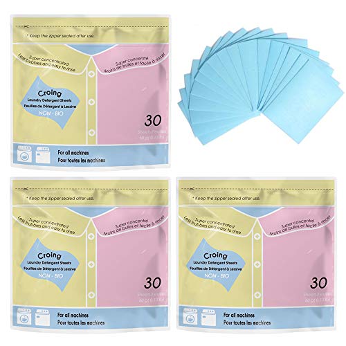 CROING Lessive de voyage 3 pack = 90 feuilles