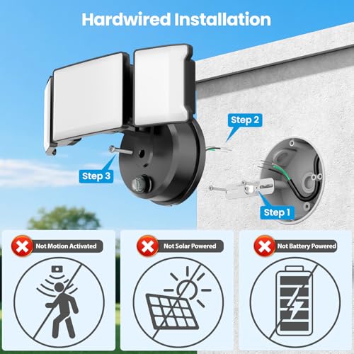 Olafus 80W Flood Lights Dusk to Dawn Outdoor Lighting, IP65 Waterproof LED Security Light with Photocell, 8000LM Dusk Dawn Outside Light, 6500K Black Exterior Floodlight for Yard Garden Porch - Thumbnail 2