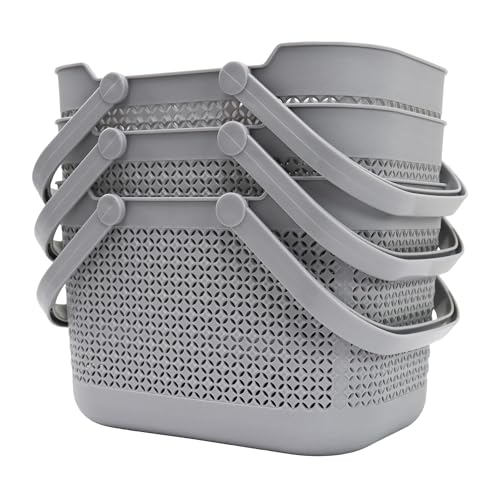 Consejos para Comprar Cesto de plastico que Puedes Comprar On-line. 47 MU:4LIFE Set De 3 Canastas Plásticas Con Mango, Cesto Portátil y Almacenamiento Multiuso Para Cocina, Lavandería, Baño, Ducha Y Oficina (Gris)