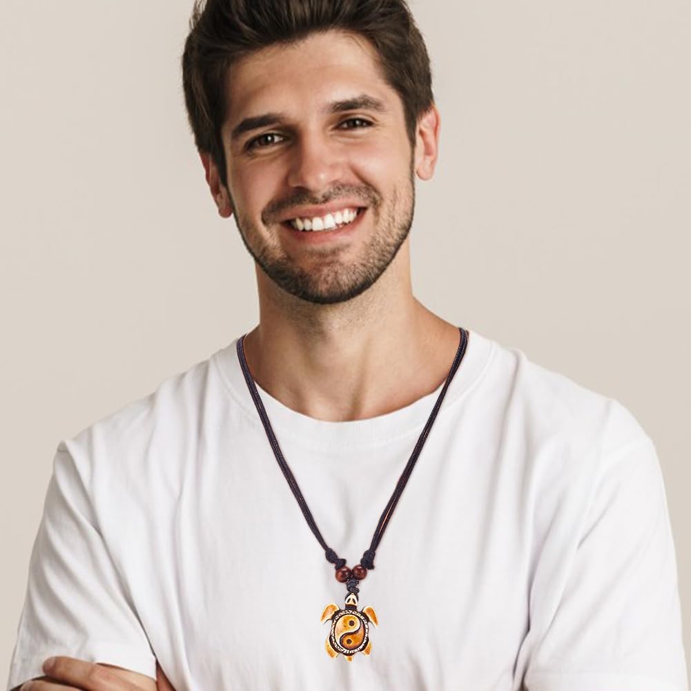 ANATTASOUL Yin Yang Turtle Necklace 15 Pcs Adjustable Sea Turtle Skull Necklace Ocean Resin Antique Jewelry with Evil Eye Pattern for Women Anniversary Party Birthday Gifts Goldenrod - Image 6