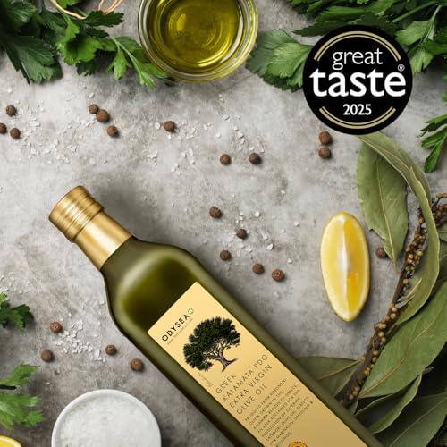 Odysea PDO Kalamata Extra Virgin Olive Oil, Glass Bottle (1 Litre) - 3