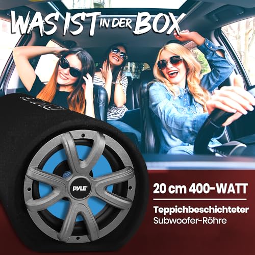 Pyle 20 cm Auto-Subwoofer-Röhre, 400 W Bass-Lautsprecher mit 50 mm Aluminium-Schwingspule...