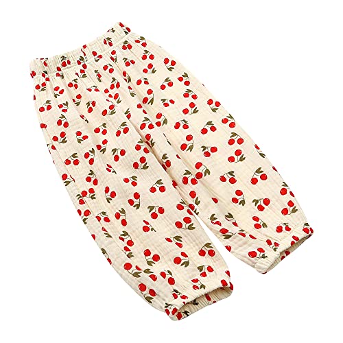 Image of Kids Tales 3 Pack Boys Girls Cotton Linen Pants Child Basic Plain Solid Trousers Big Kids Elastic Waist Long Pants Bloomers