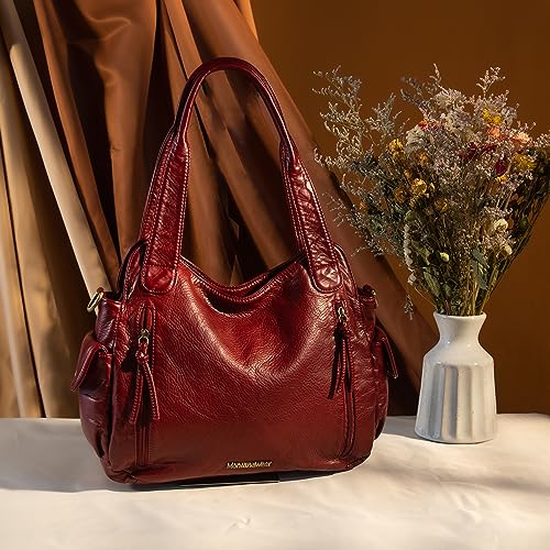 Montana West Washed Leather Hobo Bags for Women Roomy Handbags with Crossbody Strap3