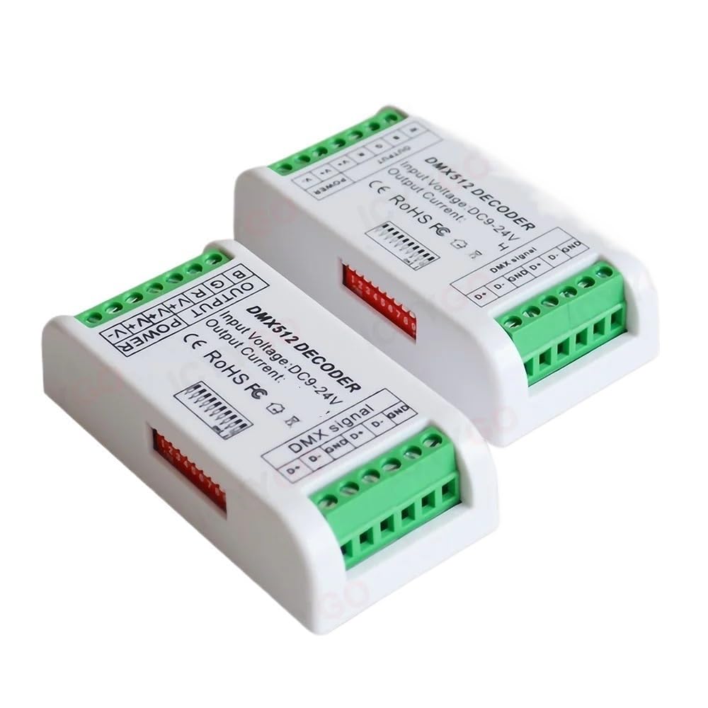 1PCS DMX512 3CH 4CH Controller 3 Channel/4 Channel RGB RGBW decoder LED Light dimmer Control for Controlling DC12V-24V(With Housing,3CH)