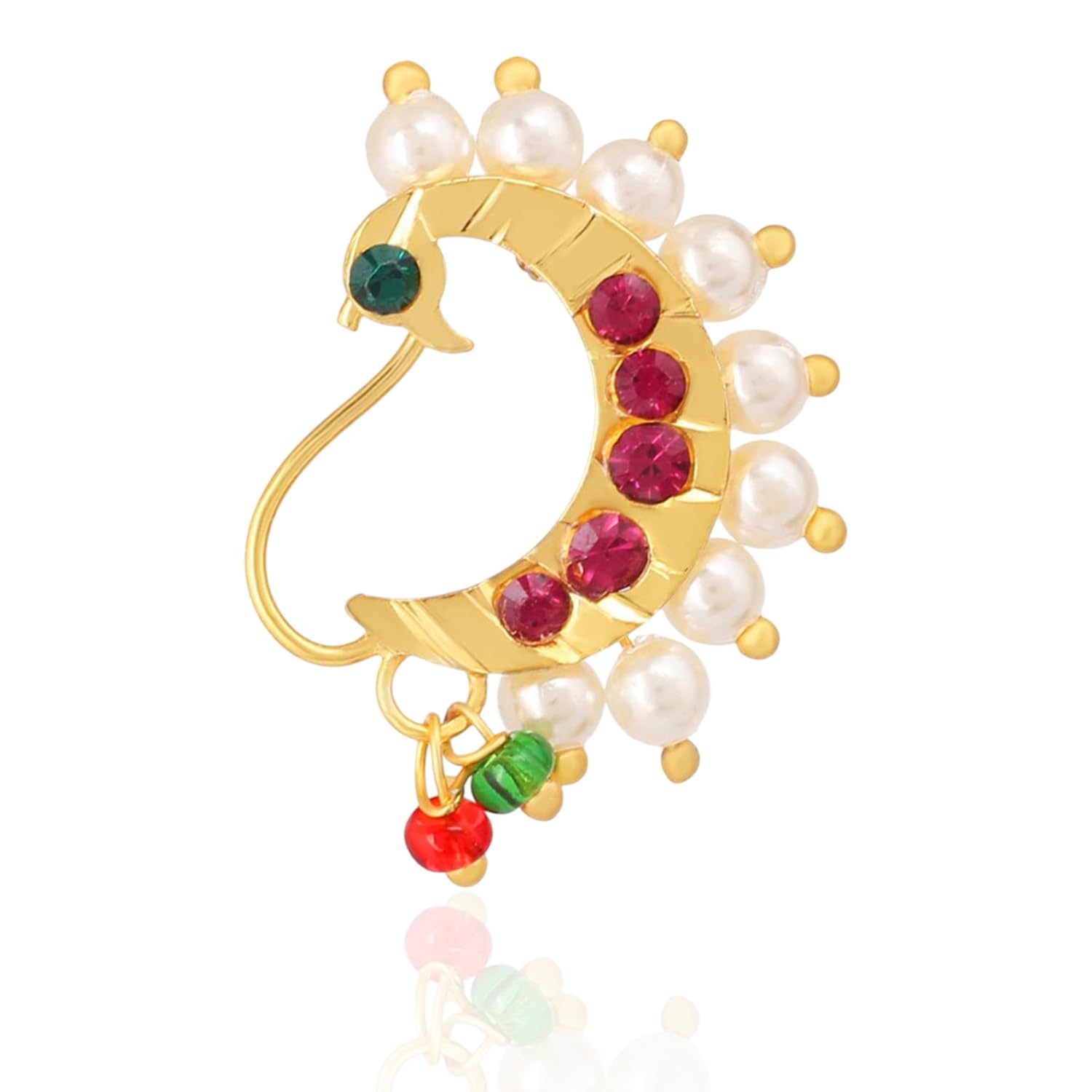 FASHIONS Maharashtrian Marathi Peacock Nath Without Piercing Nathiya Nose Ring Pin for Women & Girls-image-15