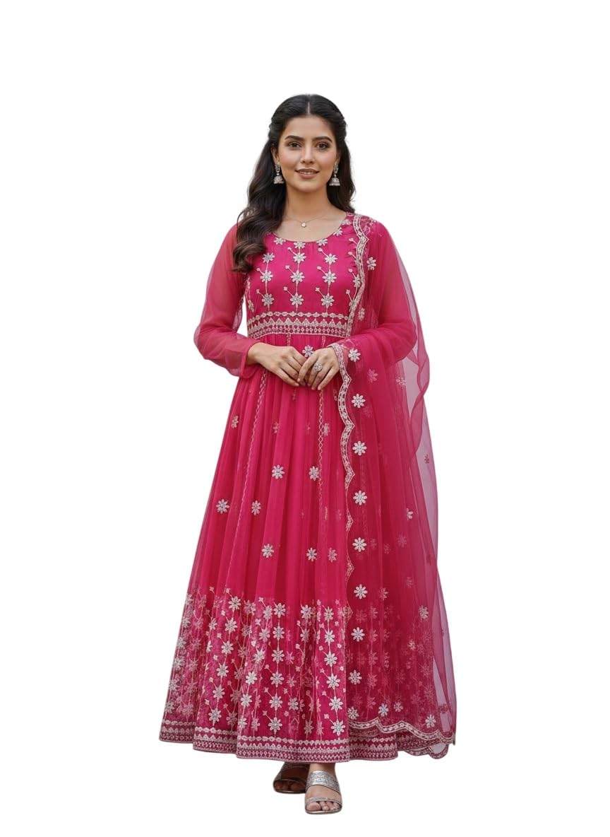 julee Women's Net Embroidered Semi-Stitched Gown Roshni-Gem-picture-30