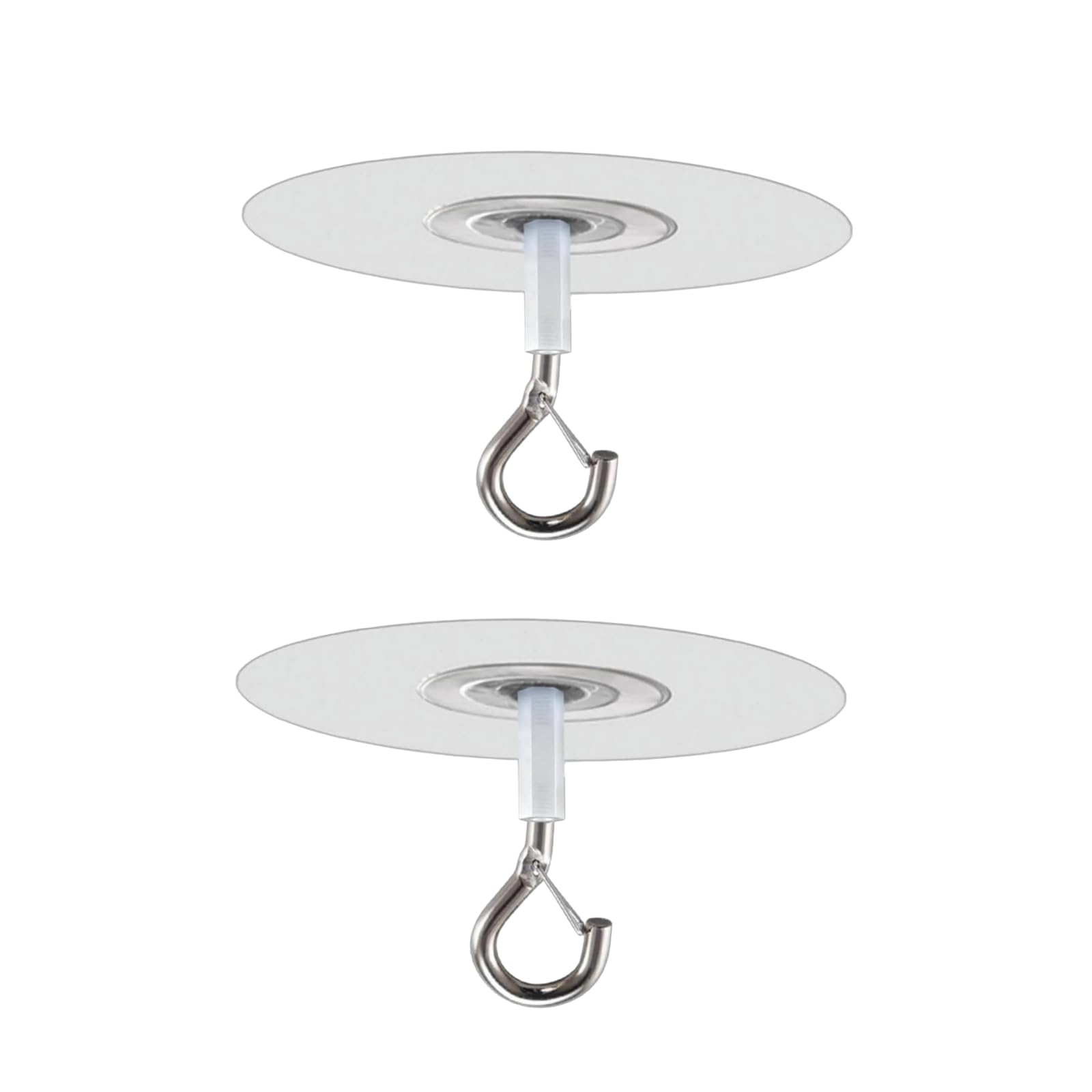 HDouii 2Pcs Adhesive Ceiling Hook - Weight-Bearing Stick-On Ceiling Hook, Sticky | Drill Free Hanging Hook with Safety Clasp, Water Resistant for Plants Chimes Storage