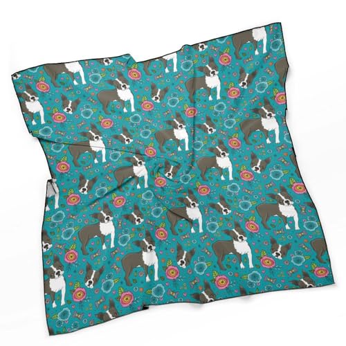 Boston Terrier French Bulldog 27"" Square Scarves Silk Like Headscarf Women's Fashion Scarf for Hair Wrapping and Sleeping, 0ne size, vcjkxdc41333