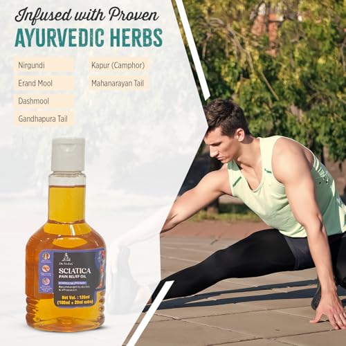Image of Dr. Veda's Ayurvedic Sciatica Pain Relief Oil | Helps Reduce Burning, Tingling & Nerve Pain in Legs, Hips & Lower Back | 120ml