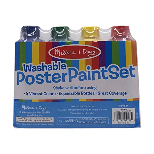 Melissa & Doug Washable Poster Paint Set (4 Colors Red, Yellow, Green, Blue) #TOP6