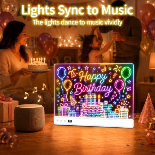 TOHETO LED Drawing Board for Kids, Rechargeable Glow Doodle LED Note Board, 16 Light Effects Acrylic Dry Erase Board, Neon Light Up Drawing Tablet Sketching Gifts Toy Ideas for Girls/Teens, 12 Markers - image 6