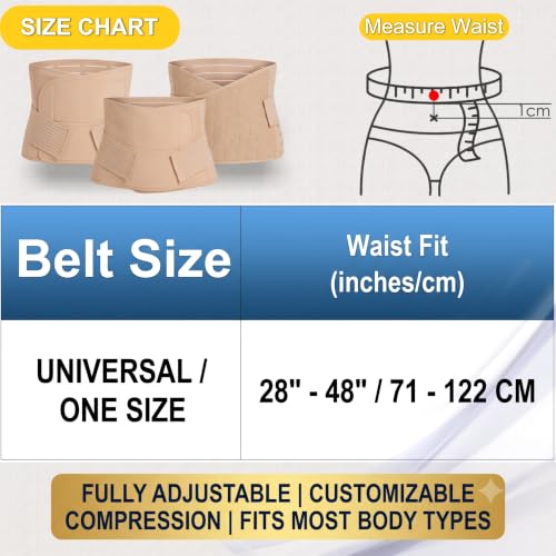 Image of Postpartum Belly Wrap Belt - 3-in-1 Post-Pregnancy Abdominal Binder & Recovery Corset for C-Section & Normal Delivery - Adjustable Post-Surgical Shapewear for Back Support and Stomach Tummy Tuck (Beige)