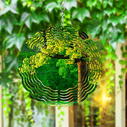 10 Pcs 10 Inch Sublimation Wind Spinner Blanks, 3D Aluminum Double Sided Circle Sublimation Wind Powered Kinetic Sculpture, Hanging Outdoor Spinner Suspension Trim For Yards And Garden (Round) #TOP6