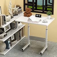 Höhenverstellbarer Schreibtisch Holz Tisch Computertisch mit Tischplatte Sitz- & Stehpult, Tischbeine aus Metall mit Mobiler Rollen, 60x40cm Laptoptisch Höhenverstellbar Standing Desk, Weiß Bürotisch – Ansicht 6
