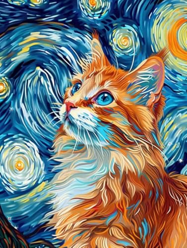 Loisirs Créatifs Adultes : Diamond Painting Ciel Étoilé Chat et Broderie Diamant