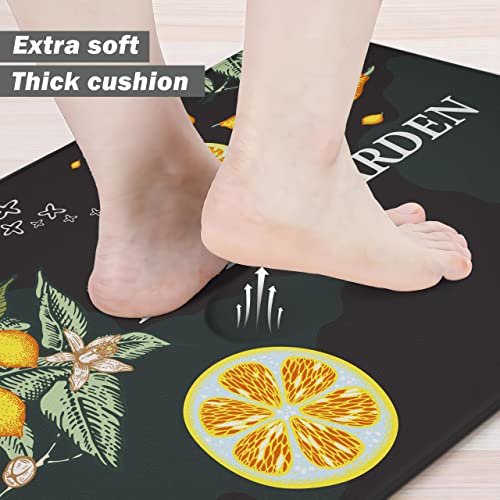 Chiinvent Lemon Kitchen Mat Set Of 2 Anti Fatigue Mats Yellow Kitchen Rug Non-Slip Backing Comfort Standing Cushioned Waterproof Pvc For Kitchen Sink Laundry, 17.3X28+17.3X 47 Inches #TOP3