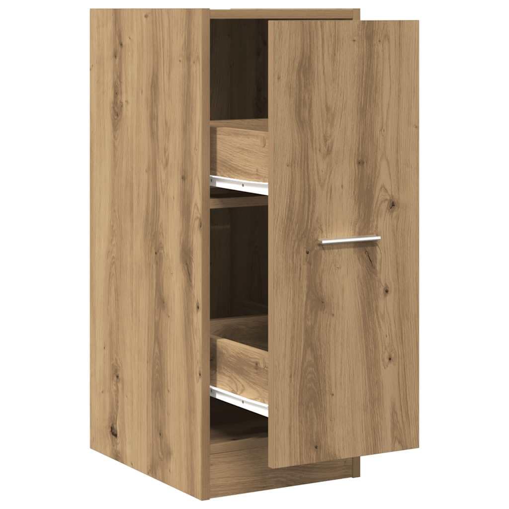 Armadietto da farmacista in rovere Artisan, 30 x 41 x 77,5 cm, armadietto da cucina con 2 cassetti e guide in metallo, per ufficio e soggiorno