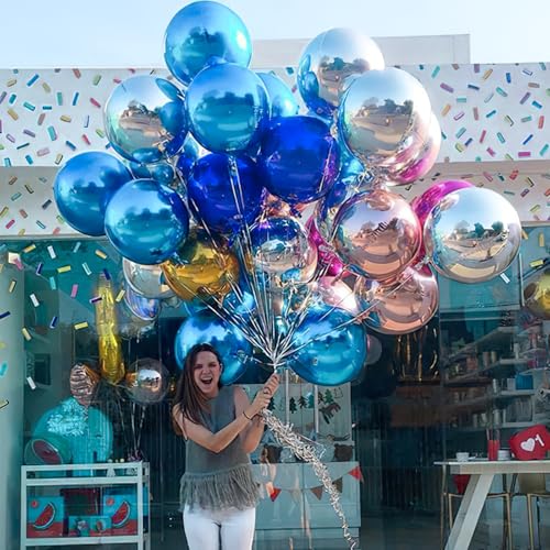 Image of PartyWoo Light Blue Foil Balloons 6pcs Large Round Giant Jumbo 4D Balloons