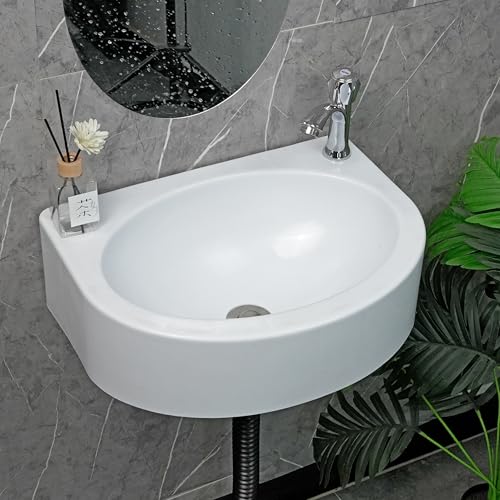 Wall Mount Bathroom Sink 17.7"x13.4" No-Drill Installation Self-Adhesive Wash basin