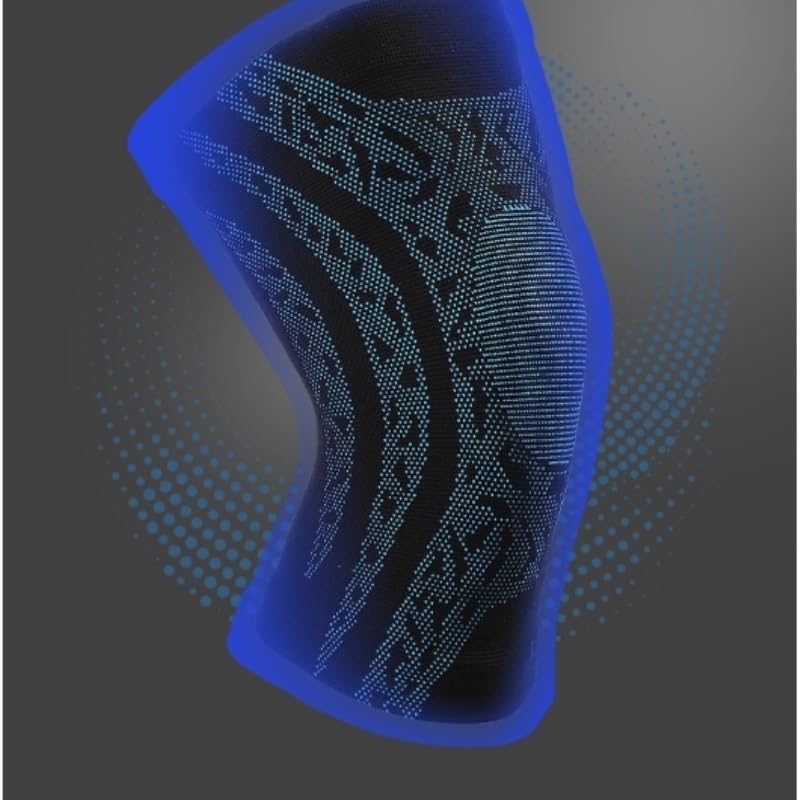 Exercise, protection Knitted Nylon Sports Knee Pads Four-sided Stretch Breathable Sweat-absorbent Silicone Running for Fitness, cycling, running, playing football(Blue,Medium)