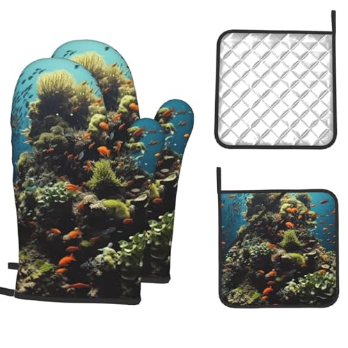 ▷ Mejores Libros de Biodiversidad En El Hogar 2025 12 4 manoplas de cocina para horno de biodiversidad, guantes de cocina resistentes al calor para cocinar, hornear, asar a la parrilla
