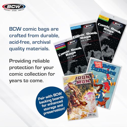 BCW Silver Age Comic Bags (100 Pack) – Acid-Free Archival Comic Book Bags for Silver Age Comics | Crystal Clear Bags for Collection Storage by BCW - Image 3