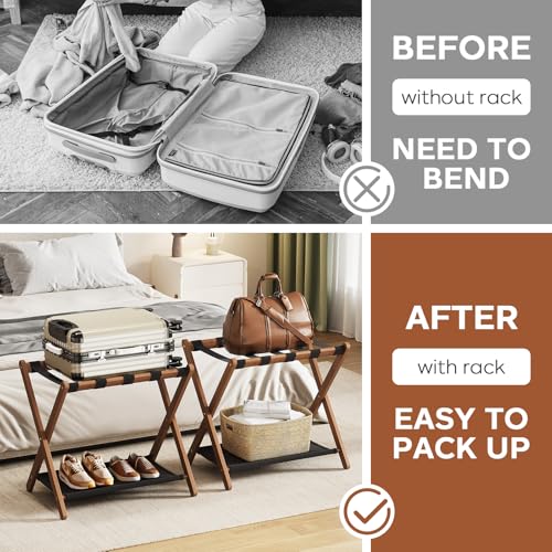 Fully Assembled Bamboo Luggage Racks Set of 2