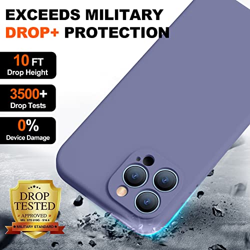 TISOOG Compatible with iPhone 14 Pro Case for Women,with 2 Pcs 9H Tempered Glass Screen Protector,[Camera Protection][Microfiber Lining] Slim Shockproof Silicone Case iPhone 14 Pro,Lavender Grey — view 6