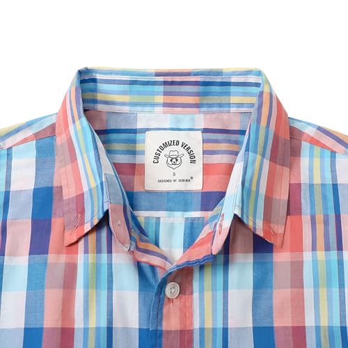 Image of Dubinik Mens Short Sleeve Button Down Shirts Soft Breathable Summer Vintage Regular Fit Lightweight Men's Casual Shirt