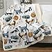 Sleepwish Cat Fleece Queen Size Blanket Hipster Cats Pattern Sherpa Plush Throw Blanket for Couch Bed Kids Girls Vintage Animal Blanket 90